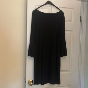 White House black market jersey dress with bell sleeves.